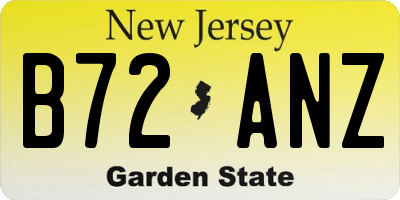 NJ license plate B72ANZ