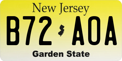 NJ license plate B72AOA