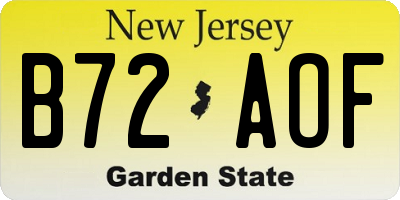 NJ license plate B72AOF