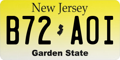 NJ license plate B72AOI