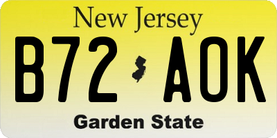 NJ license plate B72AOK