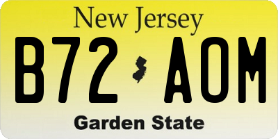 NJ license plate B72AOM