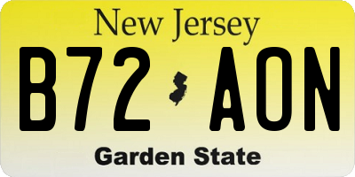 NJ license plate B72AON