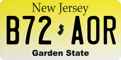 NJ license plate B72AOR