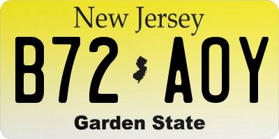 NJ license plate B72AOY