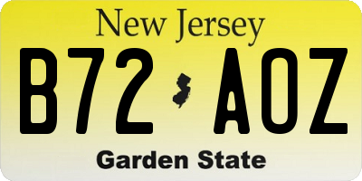 NJ license plate B72AOZ