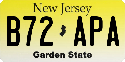 NJ license plate B72APA