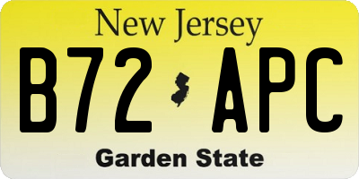 NJ license plate B72APC