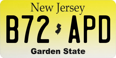 NJ license plate B72APD
