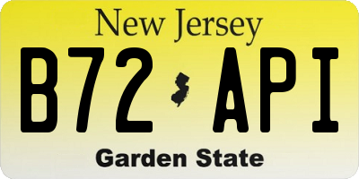 NJ license plate B72API