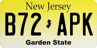 NJ license plate B72APK