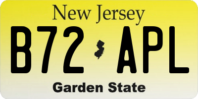 NJ license plate B72APL