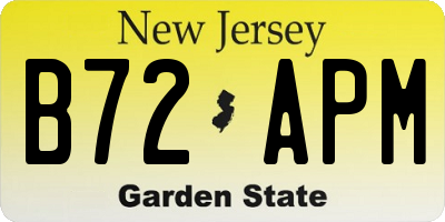 NJ license plate B72APM