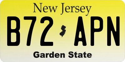 NJ license plate B72APN