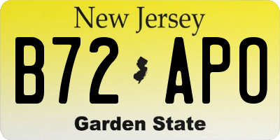 NJ license plate B72APO
