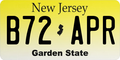 NJ license plate B72APR