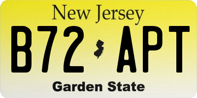 NJ license plate B72APT