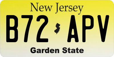 NJ license plate B72APV
