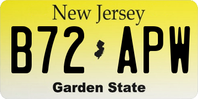 NJ license plate B72APW