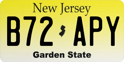 NJ license plate B72APY