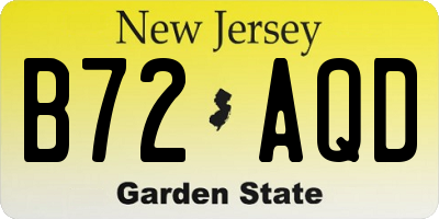 NJ license plate B72AQD