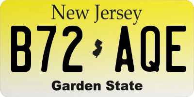 NJ license plate B72AQE