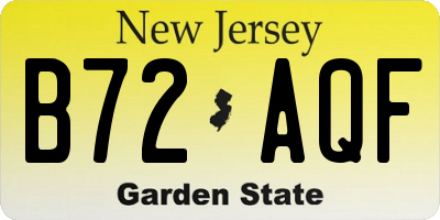 NJ license plate B72AQF