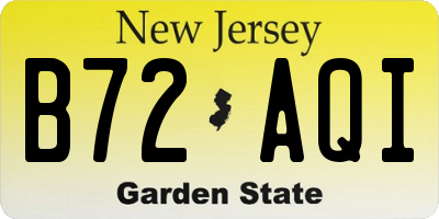 NJ license plate B72AQI