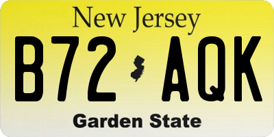 NJ license plate B72AQK