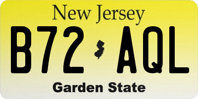 NJ license plate B72AQL