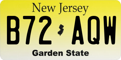 NJ license plate B72AQW