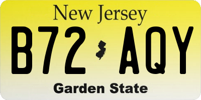 NJ license plate B72AQY