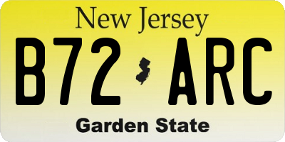 NJ license plate B72ARC