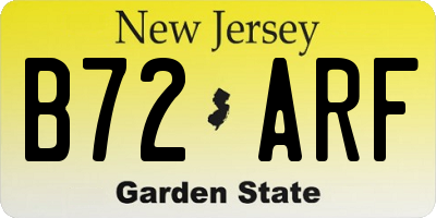 NJ license plate B72ARF