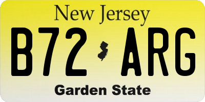 NJ license plate B72ARG