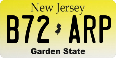 NJ license plate B72ARP