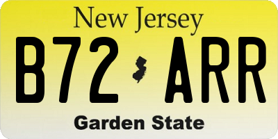 NJ license plate B72ARR
