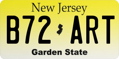NJ license plate B72ART