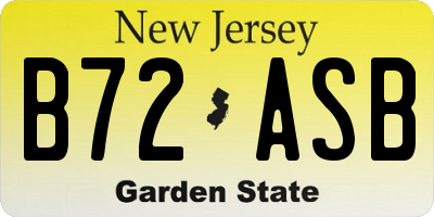 NJ license plate B72ASB