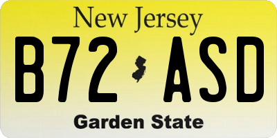 NJ license plate B72ASD