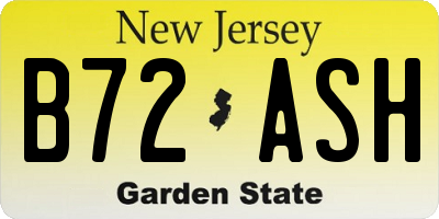 NJ license plate B72ASH