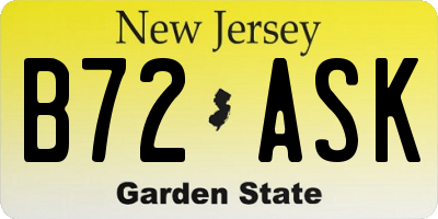 NJ license plate B72ASK