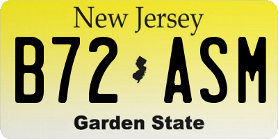NJ license plate B72ASM