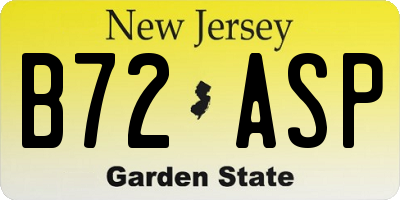NJ license plate B72ASP