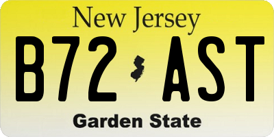 NJ license plate B72AST