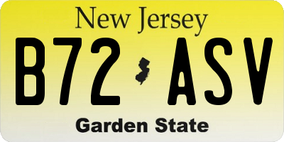 NJ license plate B72ASV