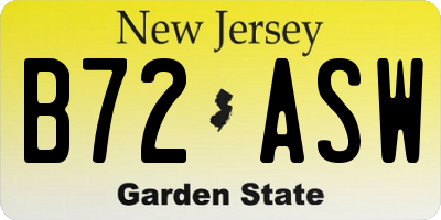 NJ license plate B72ASW