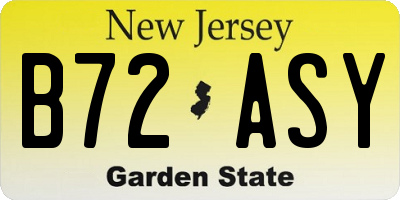 NJ license plate B72ASY
