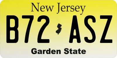 NJ license plate B72ASZ