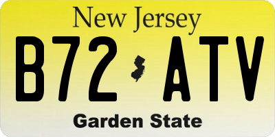 NJ license plate B72ATV